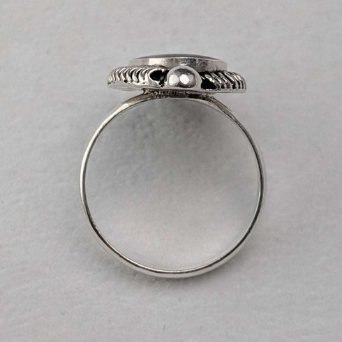 Vintage Onyx Oval Edged Pure Silver Ring (US Size 9.5)