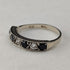 UK Vintage Blue & Clear Milgrain Eternity Ring Sterling Silver Ring (US Size 7.5)