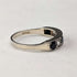 UK Vintage Blue & Clear Milgrain Eternity Ring Sterling Silver Ring (US Size 7.5)