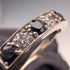 UK Vintage Blue & Clear Milgrain Eternity Ring Sterling Silver Ring (US Size 7.5)