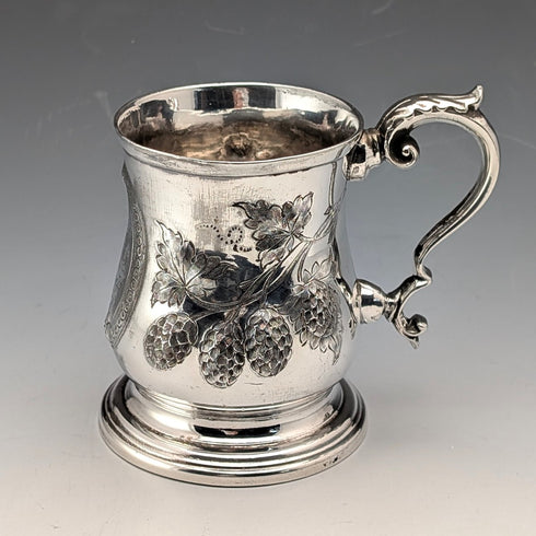 Circa 1870 English Antique Silver Plate Mug