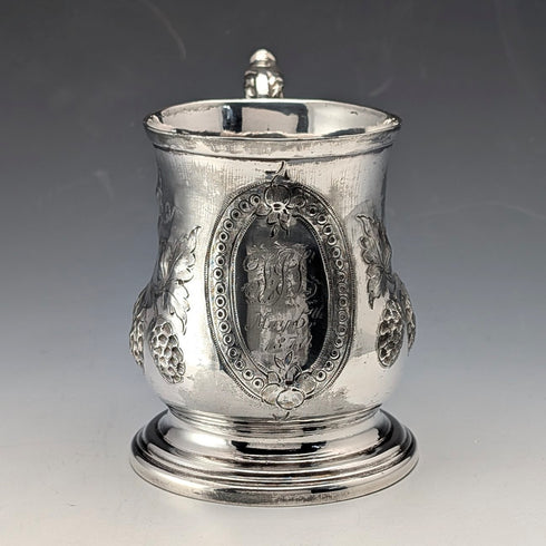 Circa 1870 English Antique Silver Plate Mug