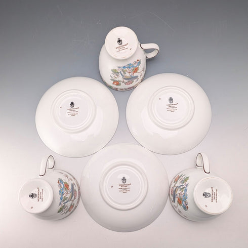 British Vintage Wedgwood "Kutani Crane" Cup & Saucer, Set of 3 (2)