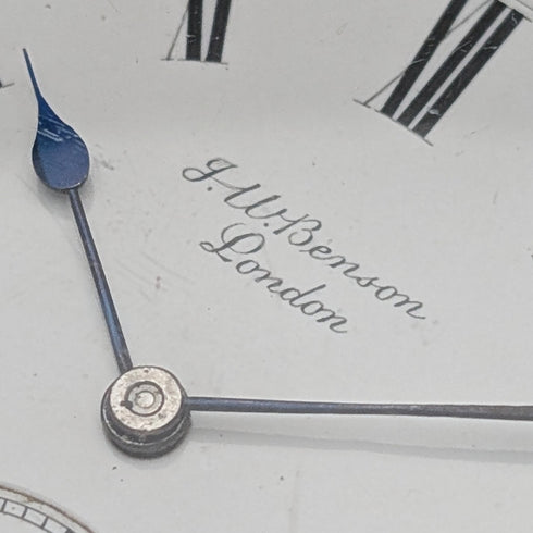 1887 Antique British J.W. Benson Pocket Watch Sterling Silver Open Face Good Working Order