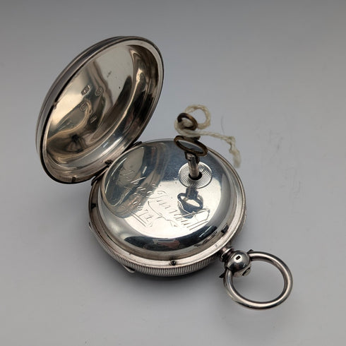 1873 British Antique Ornate Dial Key-Wind Pocket Watch, 55mm Diameter, H Osburn, For Parts/Repair