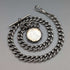 1911 British Antique Sterling Silver Albert Chain 59g with Sixpence Coin Fob