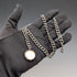 1911 British Antique Sterling Silver Albert Chain 59g with Sixpence Coin Fob