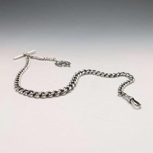 1889 British Antique Sterling Silver Albert Chain 50g Sterling Silver Medal Fob