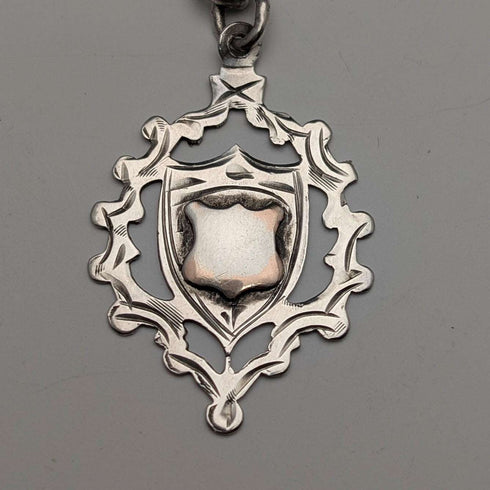 1889 British Antique Sterling Silver Albert Chain 50g Sterling Silver Medal Fob