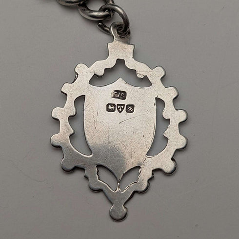 1889 British Antique Sterling Silver Albert Chain 50g Sterling Silver Medal Fob