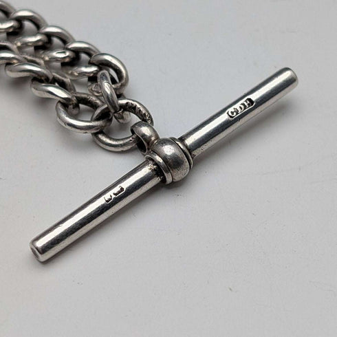 1889 British Antique Sterling Silver Albert Chain 50g Sterling Silver Medal Fob