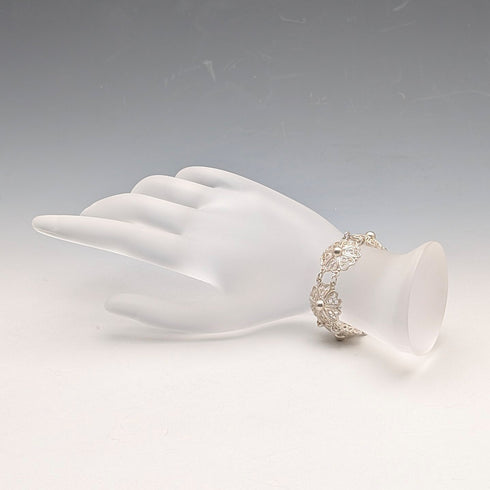 Vintage Sterling Silver Filigree Heart and Flower Design Bracelet