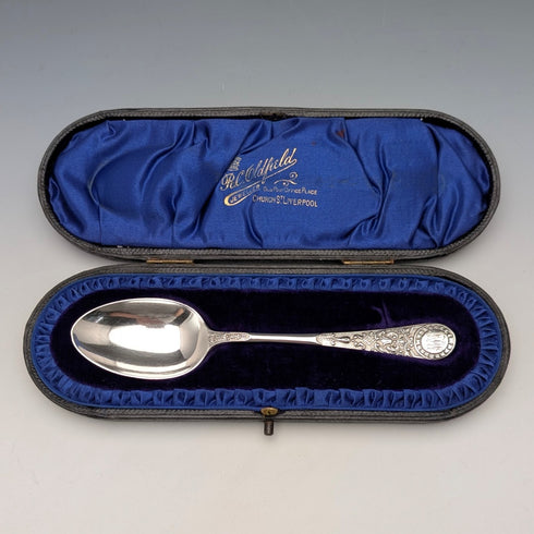 1905年 英国アンティーク 純銀製 クリスニングスプーン 37g Atkin Brothers ケース入