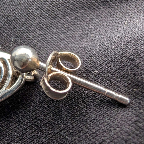 English Vintage Sterling Silver Mackintosh Rose Stud Earrings with Case