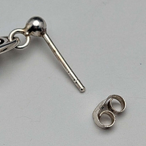 English Vintage Sterling Silver Mackintosh Rose Stud Earrings with Case