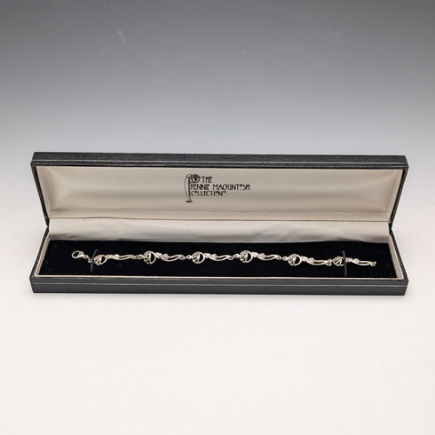 British Vintage Solid Silver Mackintosh Rose Bracelet with Case