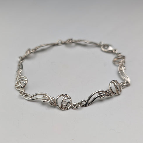 British Vintage Solid Silver Mackintosh Rose Bracelet with Case