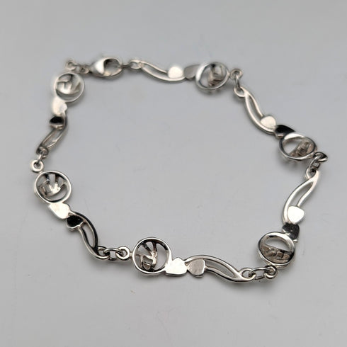 British Vintage Solid Silver Mackintosh Rose Bracelet with Case