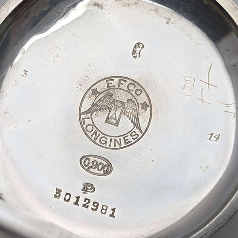 約1913年古董浪琴懷錶 銀質獵用錶殼 運作良好