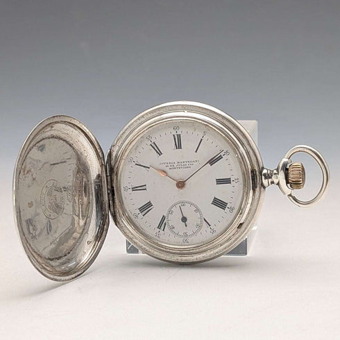 1912年頃 アンティーク ロンジン 懐中時計 アール・ヌーヴォー彫刻 銀側ハンターケース 動作良好