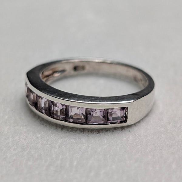 ヴィンテージ パープルストーン ハーフエタニティ 純銀リング(14号)指輪