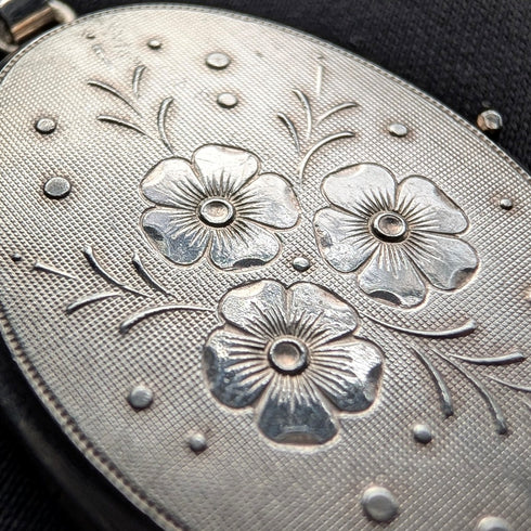 英國復古花卉雕刻純銀相框墜子附純銀項鍊