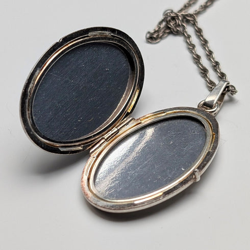 英國復古花卉雕刻純銀相框墜子附純銀項鍊