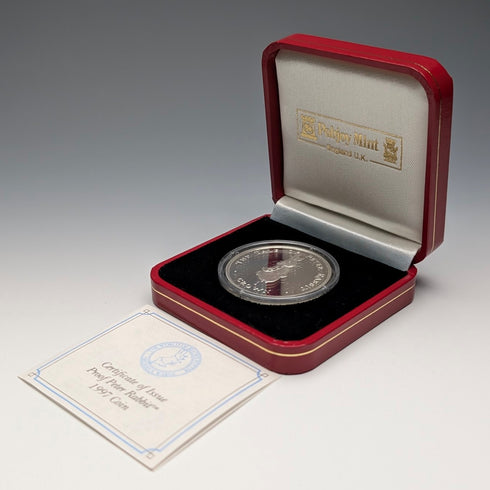 1997 Great Britain Gibraltar Crown Silver Coin "Peter Rabbit" Pobjoy Mint with Case and Certificate