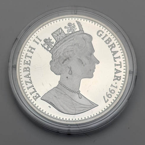 1997 Great Britain Gibraltar Crown Silver Coin "Peter Rabbit" Pobjoy Mint with Case and Certificate