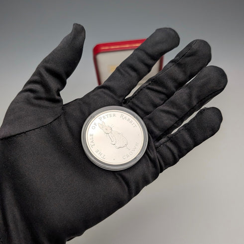 1997 Great Britain Gibraltar Crown Silver Coin "Peter Rabbit" Pobjoy Mint with Case and Certificate