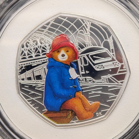United Kingdom "Paddington Bear" 60th Anniversary 50p Proof Silver Coin with Royal Mint Case and Certificate of Authenticity