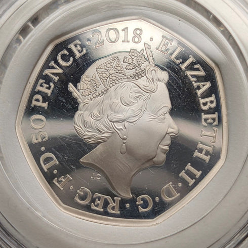 United Kingdom "Paddington Bear" 60th Anniversary 50p Proof Silver Coin with Royal Mint Case and Certificate of Authenticity