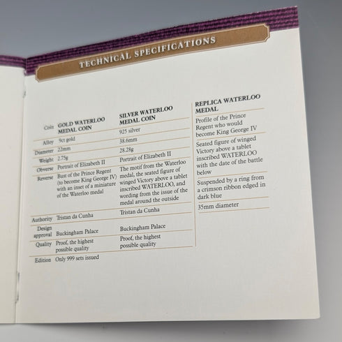 "Battle of Waterloo" 200th Anniversary of Victory Gold and Silver Coin and Replica Medal 3-Coin Set