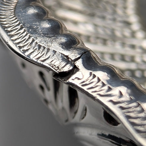 1880 British Antique Sterling Silver Footed Dish 124g Holland Son & Slater
