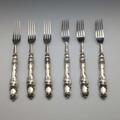 Late 19th Century English Antique Silver Plated Cutlery 6-Piece Set by Martin & Hall