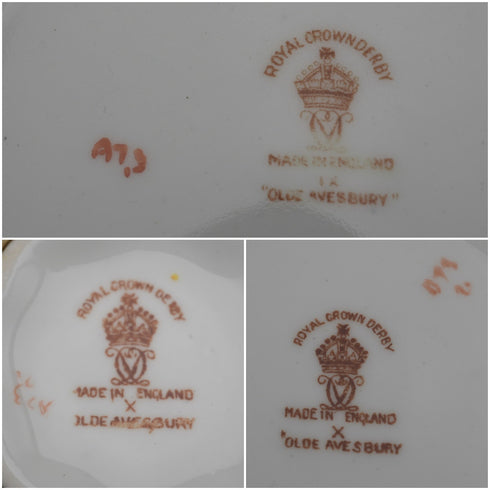 約1947年 英國復古風 Royal Crown Derby 「Old Aylesbury」 茶杯三件套 ③
