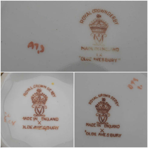 約1947年 英國復古風 Royal Crown Derby 「Old Aylesbury」 茶杯三件套 ③