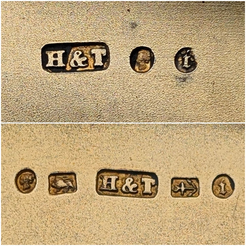 1880 British antique sterling silver cigarette case, 51g, with case, Hilliard & Thomason