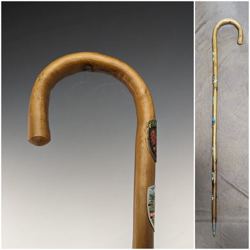 ヴィンテージ 紳士用 ヨーロッパ周遊 ツーリストステッキ ブラウンシャフト 84cm