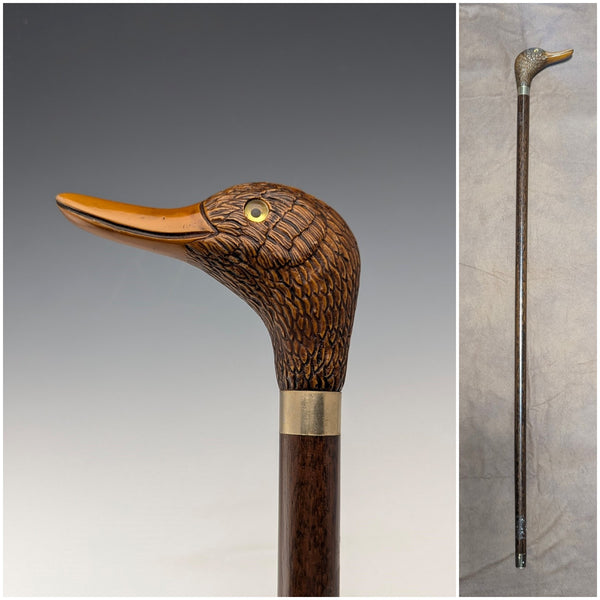 British Vintage Men's Cane Resin Duck Head Handle 91cm