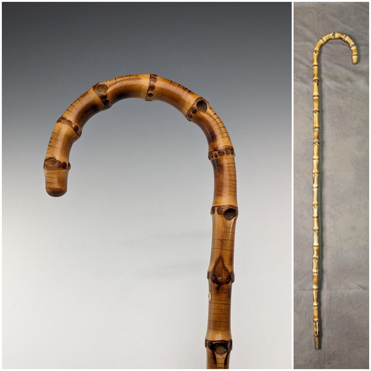 西欧 銀の鹿 竹製杖 西欧 銀の鹿 竹製杖 大分の企業が「く」の字形の歩行