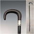 Circa 1910 British antique gentleman's pure silver decorated horn handle walking stick 91cm