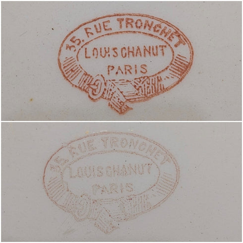 French Antique Japonism Design Hard Ceramic Dinner Plate Pair ①