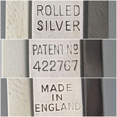 British Vintage Yard O' Red Rolled Silver Push-Pull Pencil Hexagon Paper Box