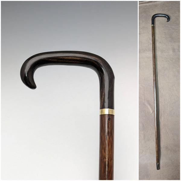 Early 20th Century British Antique Men's Cane Horn Handle 89cm