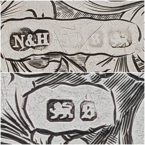 1892年 英國古董 純銀對開卡夾 Nathan&Hayes