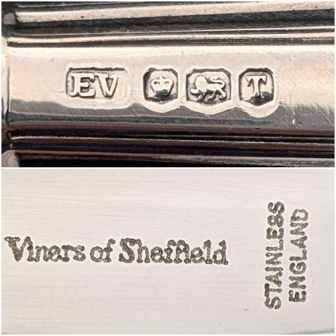 Circa 1961 British Vintage Sterling Silver Handle Tea Knife Set of 6 in Viner's Case