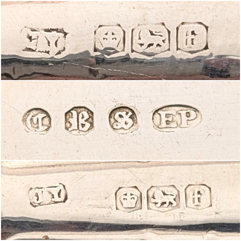 1923年 英国アンティーク 純銀ハンドル デザートカトラリー5ペア Yates Brothers 木箱入り