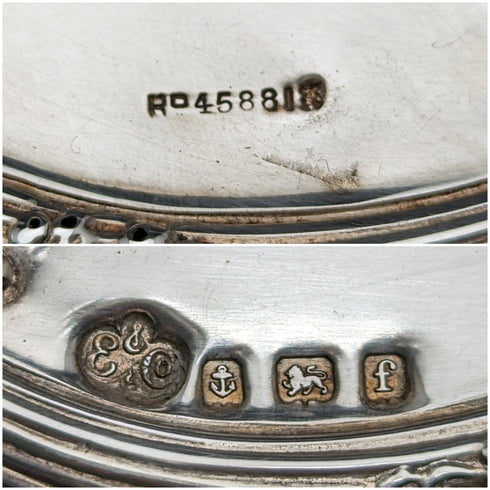 1905 British Antique Sterling Silver Frame Desk Mirror Makeup Mirror Elkington