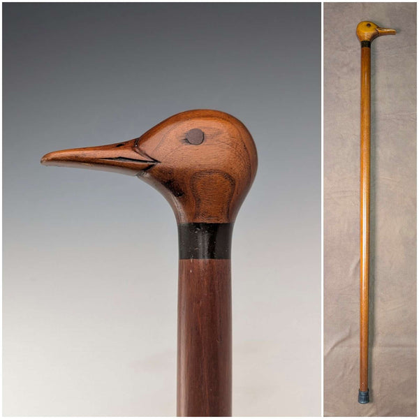British vintage thick brown shaft duck head handle walking stick 103cm